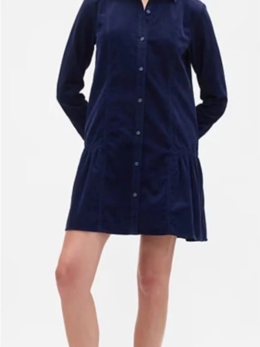 GAP Navy Corduroy Button-Front Mini Dress